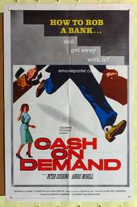 r186 CASH ON DEMAND one-sheet movie poster '62 Peter Cushing, bank robber!