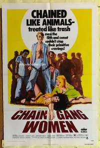 r189 CHAIN GANG WOMEN one-sheet movie poster '71 filthy primitive cravings!