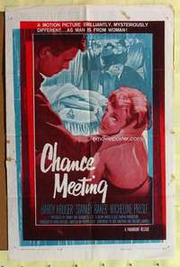 r190 CHANCE MEETING one-sheet movie poster '60 Joseph Losey, English!
