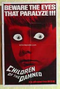 r195 CHILDREN OF THE DAMNED one-sheet movie poster '64 creepy image!