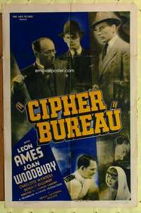 r201 CIPHER BUREAU one-sheet movie poster '38 Leon Ames, Joan Woodbury