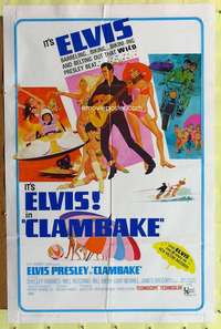 r205 CLAMBAKE one-sheet movie poster '67 Elvis Presley, rock 'n' roll!