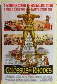 r210 COLOSSUS OF RHODES one-sheet movie poster '61 Leone, monster statue!