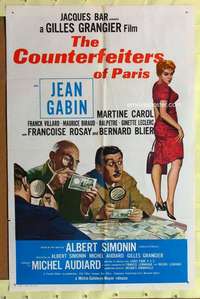 r221 COUNTERFEITERS OF PARIS one-sheet movie poster '61 Jean Gabin, French!