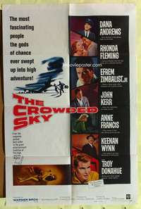 r223 CROWDED SKY one-sheet movie poster '60 Dana Andrews, Rhonda Fleming