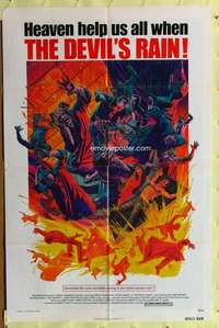 r242 DEVIL'S RAIN one-sheet movie poster '75 Ernest Borgnine, Kunstler art!