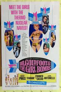 r255 DR GOLDFOOT & THE GIRL BOMBS one-sheet movie poster '66 Mario Bava, AIP