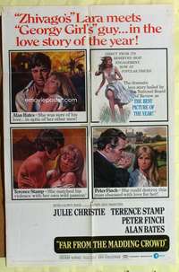 r287 FAR FROM THE MADDING CROWD one-sheet movie poster '68 Christie