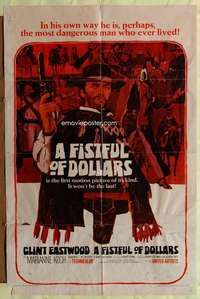 r300 FISTFUL OF DOLLARS one-sheet movie poster '67 Clint Eastwood, Leone