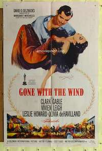 r336 GONE WITH THE WIND one-sheet movie poster R61 Clark Gable, Leigh