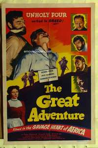 r339 GREAT ADVENTURE one-sheet movie poster '51 Jack Hawkins, Dennis Price