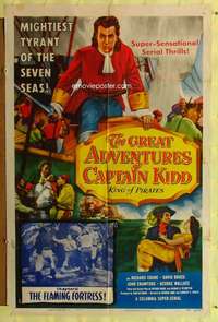 r340 GREAT ADVENTURES OF CAPTAIN KIDD Chap 11 one-sheet movie poster '53 serial