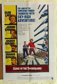 r352 GUNS OF THE TIMBERLAND one-sheet movie poster '60 Ladd, Jeanne Crain