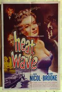 r371 HEAT WAVE one-sheet movie poster '54 Hammer, very sexy bad girl!