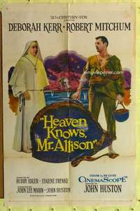 r372 HEAVEN KNOWS MR ALLISON one-sheet movie poster '57 Mitchum, Kerr