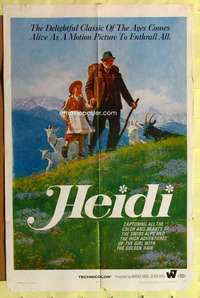 r373 HEIDI one-sheet movie poster '68 from classic Swiss Spyri novel!