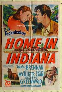 r386 HOME IN INDIANA one-sheet movie poster '44 Jeanne Crain, W. Brennan