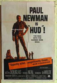 r395 HUD one-sheet movie poster '63 Paul Newman, Martin Ritt classic!