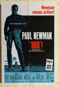 r396 HUD one-sheet movie poster R67 Paul Newman, Martin Ritt classic!