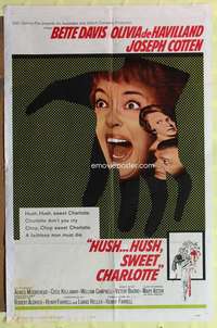 r401 HUSH HUSH SWEET CHARLOTTE one-sheet movie poster '65 Bette Davis