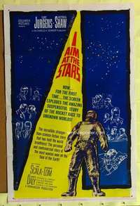 r406 I AIM AT THE STARS style B one-sheet movie poster '60 cool astronaut!