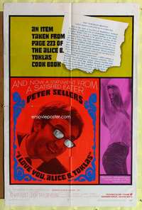 r409 I LOVE YOU ALICE B TOKLAS one-sheet movie poster '68 Sellers, drugs!