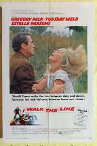 r411 I WALK THE LINE one-sheet movie poster '70 Gregory Peck, Tuesday Weld