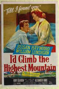 r414 I'D CLIMB THE HIGHEST MOUNTAIN one-sheet movie poster '51 Hayward