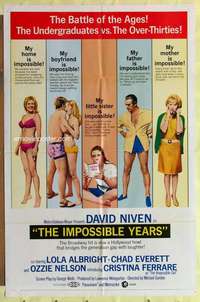 r421 IMPOSSIBLE YEARS one-sheet movie poster '68 David Niven, Ferrare