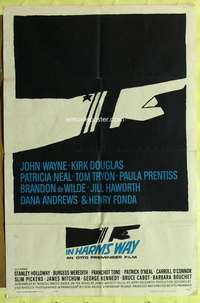 r423 IN HARM'S WAY one-sheet movie poster '65 John Wayne, Saul Bass art!