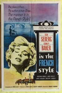 r426 IN THE FRENCH STYLE one-sheet movie poster '63 Jean Seberg, Baker