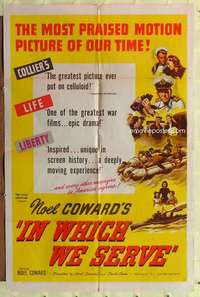 r428 IN WHICH WE SERVE one-sheet movie poster '43 Noel Coward, David Lean