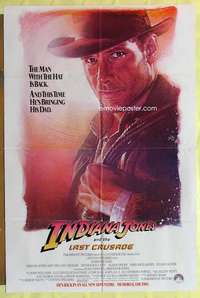 r433 INDIANA JONES & THE LAST CRUSADE white advance one-sheet movie poster '89