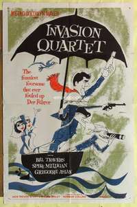 r442 INVASION QUARTET one-sheet movie poster '61 English WWII comedy!
