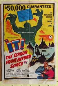 r446 IT THE TERROR FROM BEYOND SPACE one-sheet movie poster '58 sci-fi!