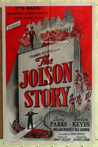 r456 JOLSON STORY one-sheet movie poster R54 Larry Parks, Evelyn Keyes