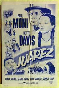 r457 JUAREZ one-sheet movie poster R50s Paul Muni, Bette Davis, Aherne