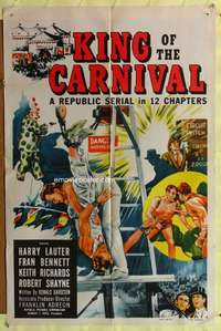 r467 KING OF THE CARNIVAL one-sheet movie poster '55 circus serial!
