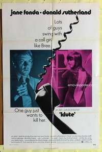 r471 KLUTE one-sheet movie poster '71 Jane Fonda, Donald Sutherland