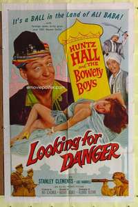 r496 LOOKING FOR DANGER one-sheet movie poster '57 Bowery Boys, Huntz Hall