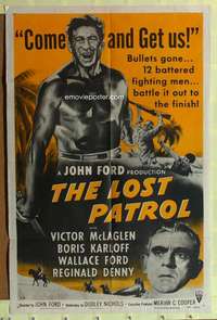 r498 LOST PATROL one-sheet movie poster R54 Boris Karloff, Victor McLaglen