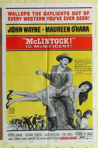 r526 McLINTOCK one-sheet movie poster '63 John Wayne, Maureen O'Hara