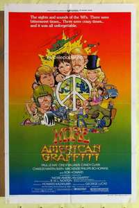 r555 MORE AMERICAN GRAFFITI style C one-sheet movie poster '79 Wm. Stout art!