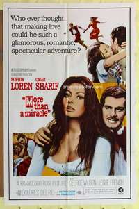 r556 MORE THAN A MIRACLE one-sheet movie poster '67 Sohpia Loren, Sharif