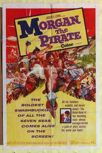 r557 MORGAN THE PIRATE one-sheet movie poster '61 raging Steve Reeves!