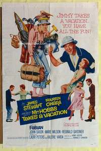 r568 MR HOBBS TAKES A VACATION one-sheet movie poster '62 Jimmy Stewart