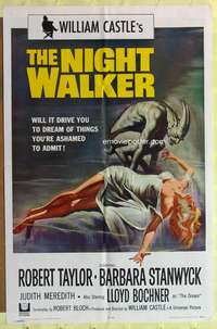 r609 NIGHT WALKER one-sheet movie poster '65 William Castle, Stanwyck