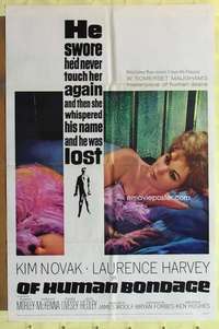 r631 OF HUMAN BONDAGE one-sheet movie poster '64 Kim Novak, Harvey