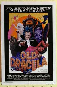 r637 OLD DRACULA one-sheet movie poster '75 David Niven, AIP vampires!