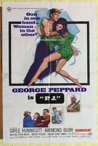 r657 P.J. one-sheet movie poster '68 George Peppard, Raymond Burr